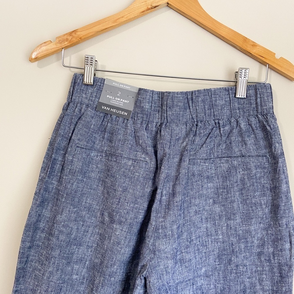 NWT Van Heusen Blue Linen Joggers with Elastic Waistband - Picture 4 of 6